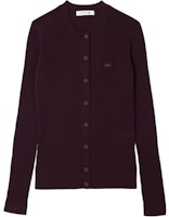 (Women) LACOSTE Brown Knit Cardigan Sweater with Animal Logo Design. AF2560-BZD (Women) LACOSTE Brown Knit Cardigan Sweater with Animal Logo Design. AF2560-BZD