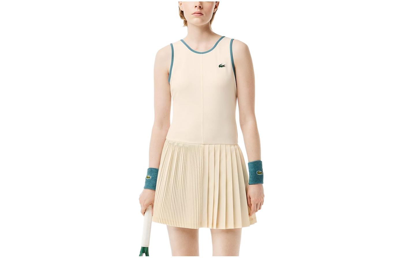 (Women) LACOSTE  Contrast Print Sleeveless Pleated Tennis Dress Set. EF7451