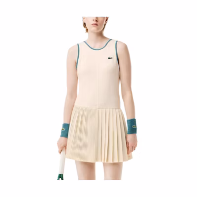 (Women) LACOSTE Contrast Print Sleeveless Pleated Tennis Dress Set. EF7451
