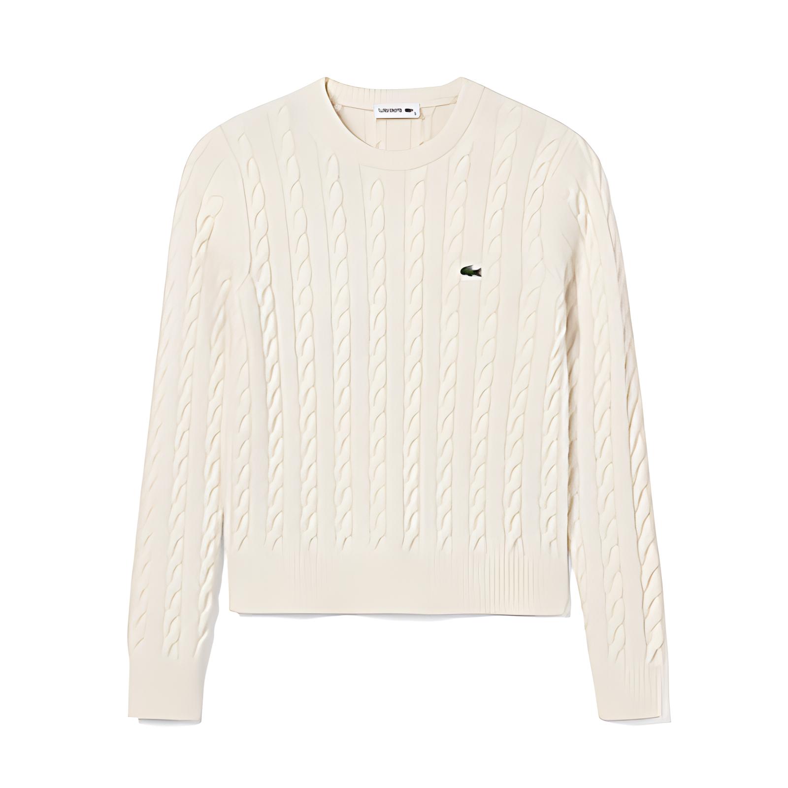 (Women) LACOSTE  Crewneck Pullover Sweater - Solid Color Beige AF0633-10