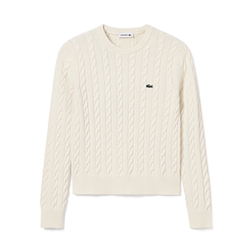 Order (W) LACOSTE Crewneck Pullover Sweater - Warna Polos Beige AF0633-10