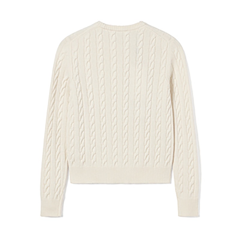 Lookbook (W) LACOSTE Crewneck Pullover Sweater - Warna Polos Beige AF0633-10