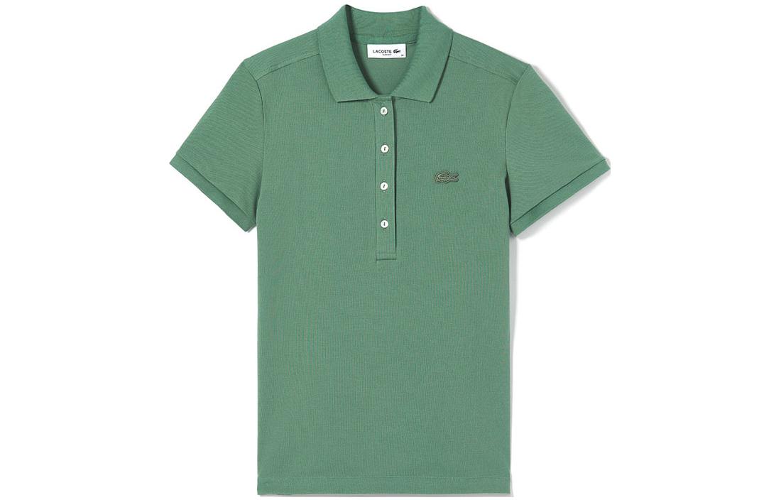 (Women) LACOSTE  Embroidered Logo Green Short Sleeve Polo Shirt. PF5462-KX5