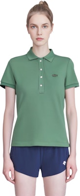 (Women) LACOSTE Embroidered Logo Green Short Sleeve Polo Shirt. PF5462-KX5 Purchase (Women) LACOSTE Embroidered Logo Green Short Sleeve Polo Shirt. PF5462-KX5