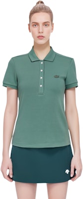 (Women) LACOSTE Embroidered Logo Green Short Sleeve Polo Shirt. PF5462-KX5 Details for (Women) LACOSTE Embroidered Logo Green Short Sleeve Polo Shirt. PF5462-KX5