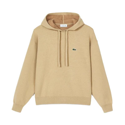 (Women) LACOSTE Embroidered Logo Knit Hoodie Khaki AF1102-GE2