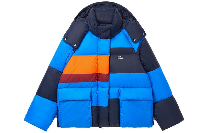 (Women) LACOSTE  FW23 Colorblock Down Jacket Blue Orange Warm Long Sleeve. BF5831-IZR 圖 2