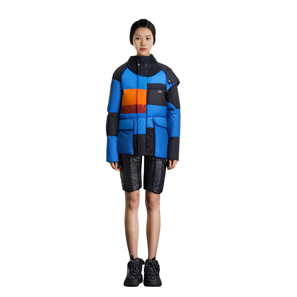 (Women) LACOSTE  FW23 Colorblock Down Jacket Blue Orange Warm Long Sleeve. BF5831-IZR 圖 6