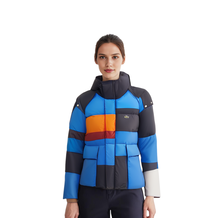 (Women) LACOSTE  FW23 Colorblock Down Jacket Blue Orange Warm Long Sleeve. BF5831-IZR 圖 7