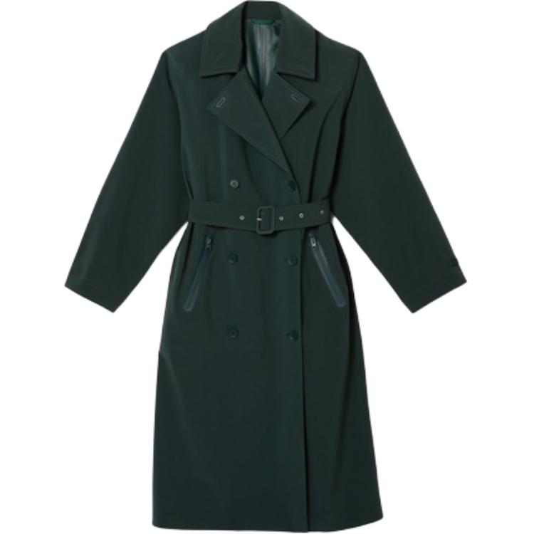 Order (W) LACOSTE 绿色双排扣翻领长款风衣。 BF4478L-R89