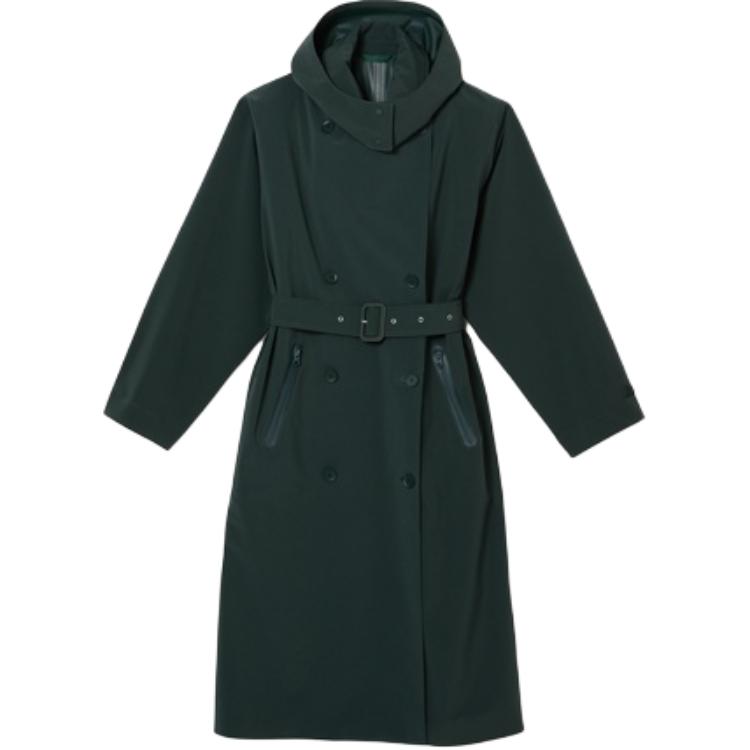 Lookbook (W) LACOSTE 绿色双排扣翻领长款风衣。 BF4478L-R89