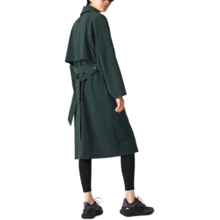 Purchase (W) LACOSTE 绿色双排扣翻领长款风衣。 BF4478L-R89
