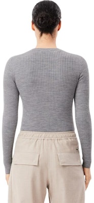 (W) 라코스테 그레이 애니멀 패턴 크루넥 가디건 스웨터 롱슬리브. AF2560-CCA Shop (W) 라코스테 그레이 애니멀 패턴 크루넥 가디건 스웨터 롱슬리브. AF2560-CCA