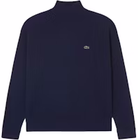 (Women) LACOSTE High-Neck Knitted Sweater Navy Blue Casual Style AF9542-166 (Women) LACOSTE High-Neck Knitted Sweater Navy Blue Casual Style AF9542-166