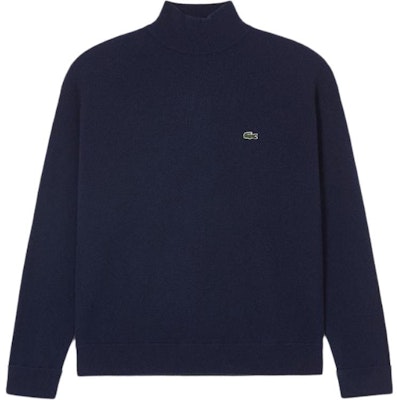 (Women) LACOSTE High-Neck Knitted Sweater Navy Blue Casual Style AF9542-166 Buy (Women) LACOSTE High-Neck Knitted Sweater Navy Blue Casual Style AF9542-166