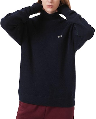 (Women) LACOSTE High-Neck Knitted Sweater Navy Blue Casual Style AF9542-166 Shop (Women) LACOSTE High-Neck Knitted Sweater Navy Blue Casual Style AF9542-166