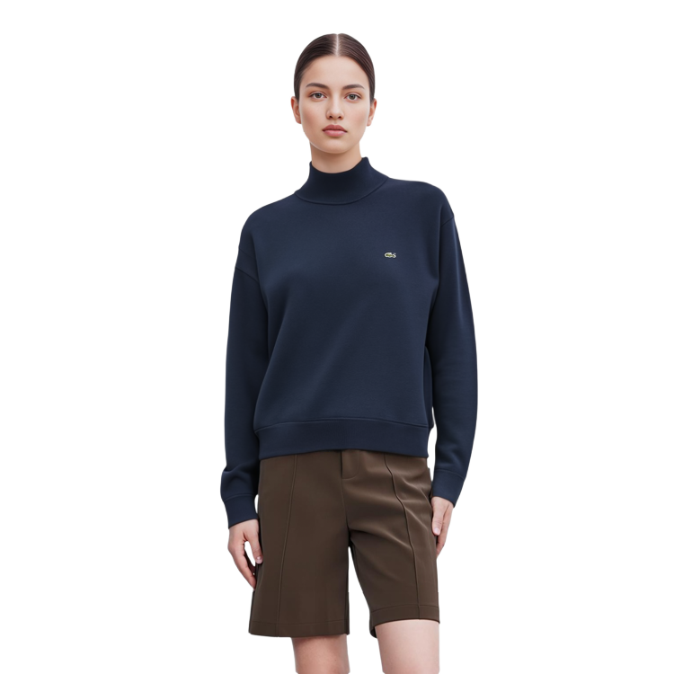 Purchase (Women) LACOSTE  High-Neck Knitted Sweater Navy Blue Casual Style AF9542-166