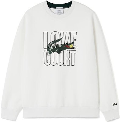 (Women) LACOSTE Ivory Pullover Sweatshirt with Letter and Smiley Face Design. SH9230-70V Buy (Women) LACOSTE Ivory Pullover Sweatshirt with Letter and Smiley Face Design. SH9230-70V