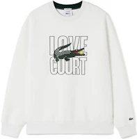 Order (Women) LACOSTE Ivory Pullover Sweatshirt with Letter and Smiley Face Design. SH9230-70V