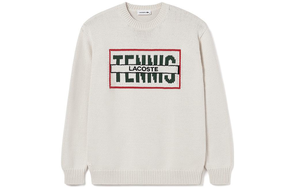 (Women) Lacoste  Letter Pullover Long Sleeve Sweater Off-White. AF0641-R1T