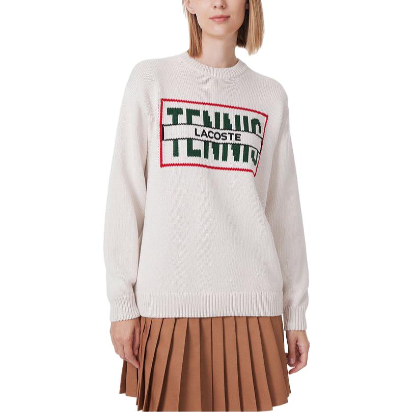 Shop (W) Lacoste Sweater Lengan Panjang Off-White Pullover. AF0641-R1T