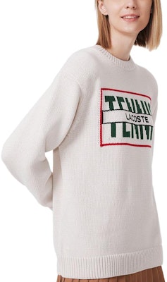 (W) Lacoste Sweater Lengan Panjang Off-White Pullover. AF0641-R1T Details for (W) Lacoste Sweater Lengan Panjang Off-White Pullover. AF0641-R1T
