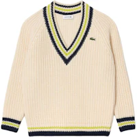 Order (W) Lacoste 寬鬆版撞色V領毛衣 米色 AF2563-I63