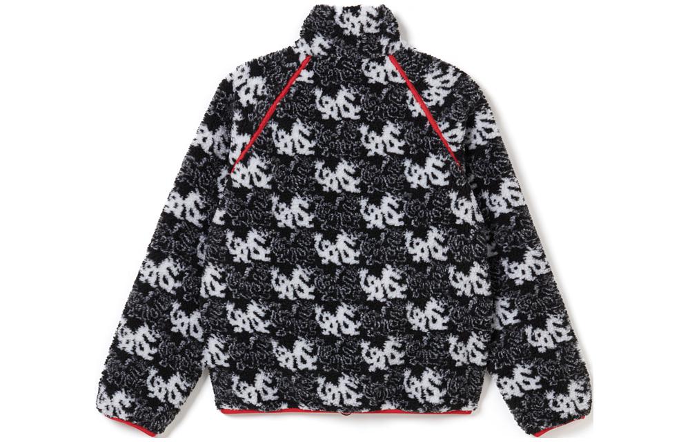 Lookbook (Women) LACOSTE  Lunar New Year Zip-Up Fleece Jacket Black Colorblock Style. BF3901-939