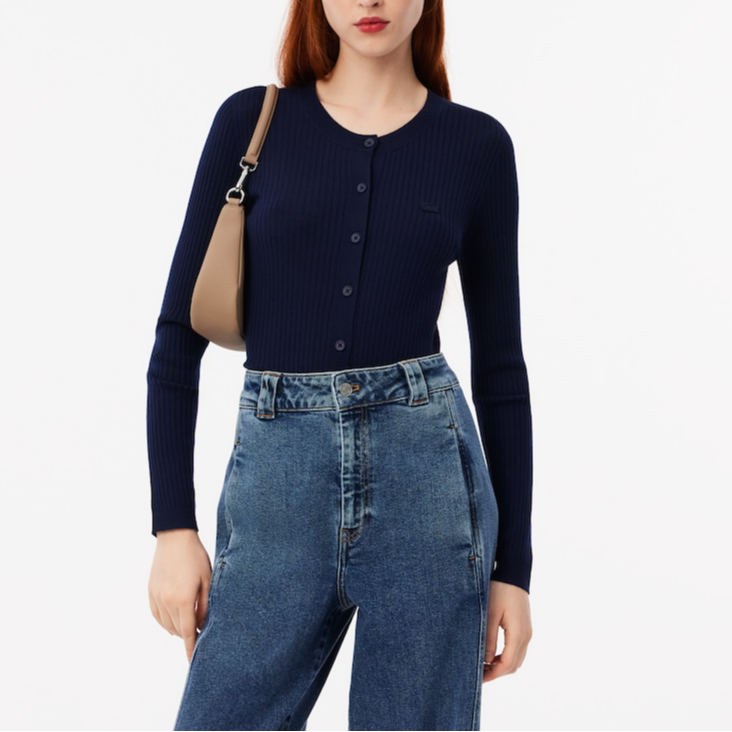 Lookbook (W) LACOSTE 深蓝动物图案针织开衫毛衣 AF2560-166