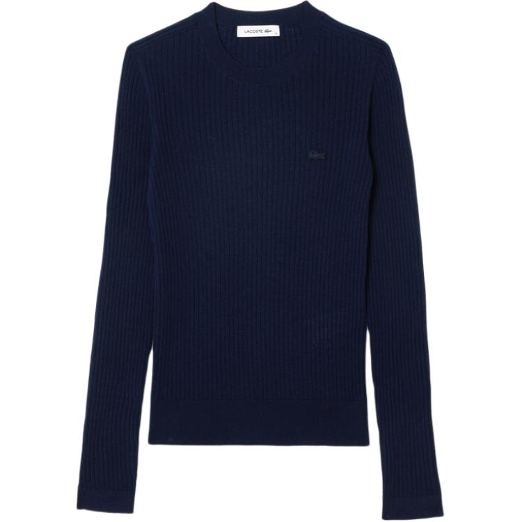 (Women) LACOSTE  Midnight Blue Embroidered Logo Crewneck Sweater. AF2576-166