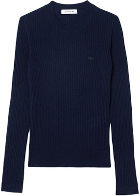 (W) ラコステ ミッドナイトブルー 刺繍ロゴ クルーネックセーター AF2576-166 Buy (W) ラコステ ミッドナイトブルー 刺繍ロゴ クルーネックセーター AF2576-166