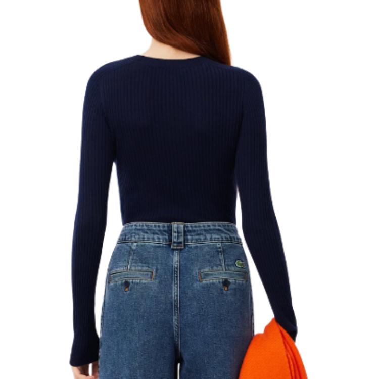 Purchase (W) ラコステ ミッドナイトブルー 刺繍ロゴ クルーネックセーター AF2576-166