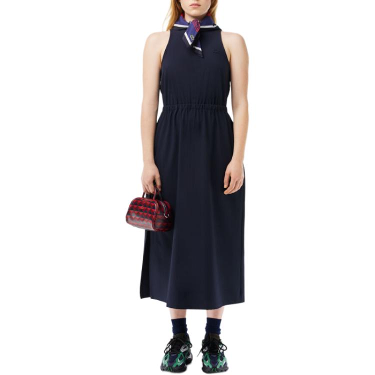 Shop (Women) Lacoste  Navy Blue Sleeveless Backless Mid-Length Dress. EF6920-HDE