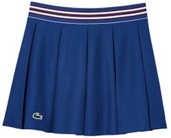 (Women) LACOSTE Pleated Striped A-Line Mid-Rise Casual Skirt Cyan Blue. JF0990-F9F (Women) LACOSTE Pleated Striped A-Line Mid-Rise Casual Skirt Cyan Blue. JF0990-F9F
