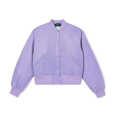 (Women) LACOSTE Purple Varsity Jacket with Logo and Snap Buttons Casual Style. BF0018-GFU