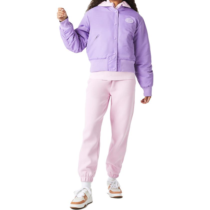 (Women) LACOSTE  Purple Varsity Jacket with Logo and Snap Buttons Casual Style. BF0018-GFU 圖 3