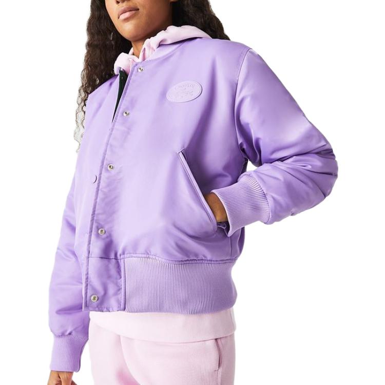 (Women) LACOSTE  Purple Varsity Jacket with Logo and Snap Buttons Casual Style. BF0018-GFU 圖 5