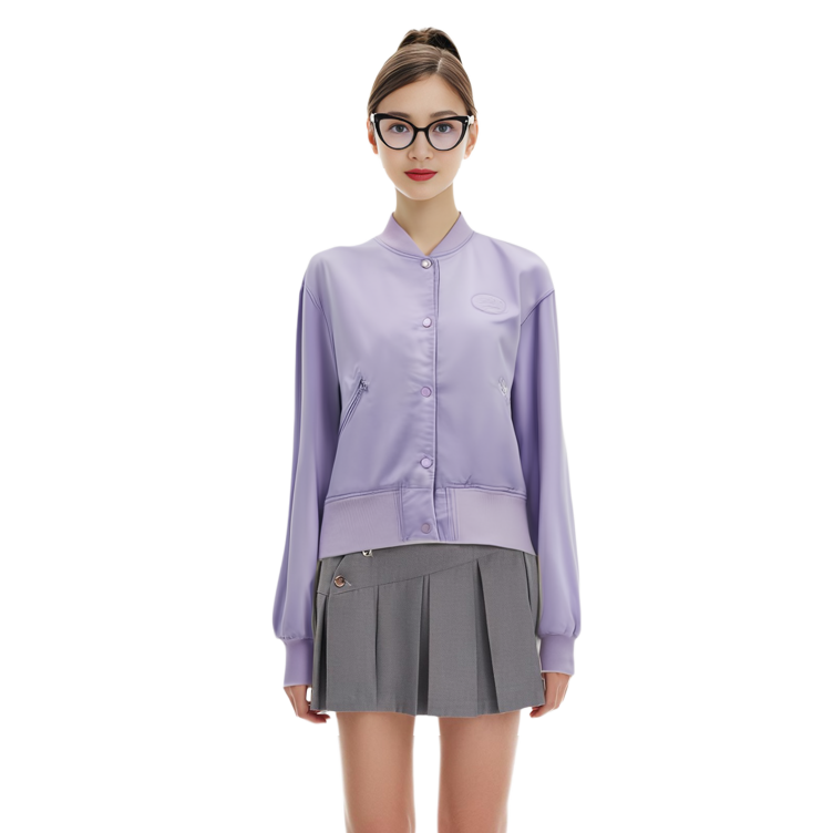 (Women) LACOSTE  Purple Varsity Jacket with Logo and Snap Buttons Casual Style. BF0018-GFU 圖 6