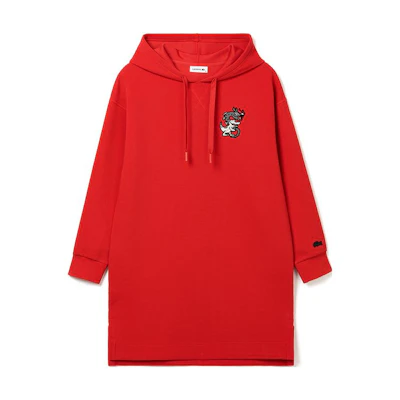 (Women) LACOSTE Red Hoodie Dress Lunar New Year Dragon Print Collection. EF5805-031-240