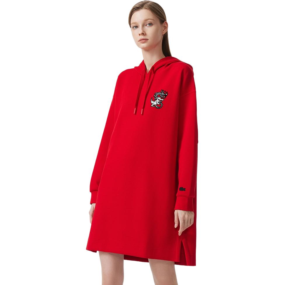 Shop (Women) LACOSTE  Red Hoodie Dress Lunar New Year Dragon Print Collection. EF5805-031-240