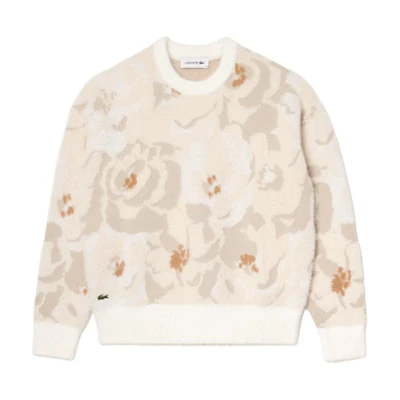 (Women) LACOSTE Relaxed Fit Knit Long Sleeve Sweater White/Grey. AF2587-ID2
