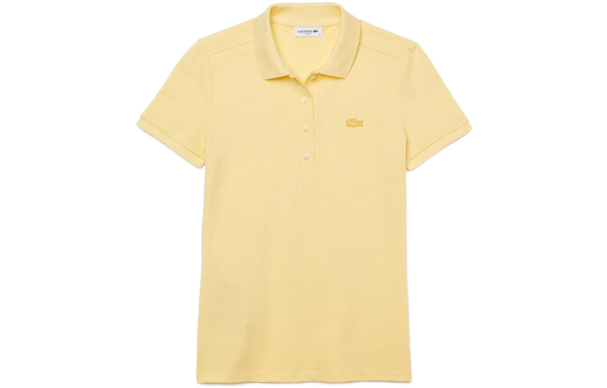(Women) LACOSTE  Slim Fit Plain Polo Shirt Yellow SS22 Collection. PF5462-6XP