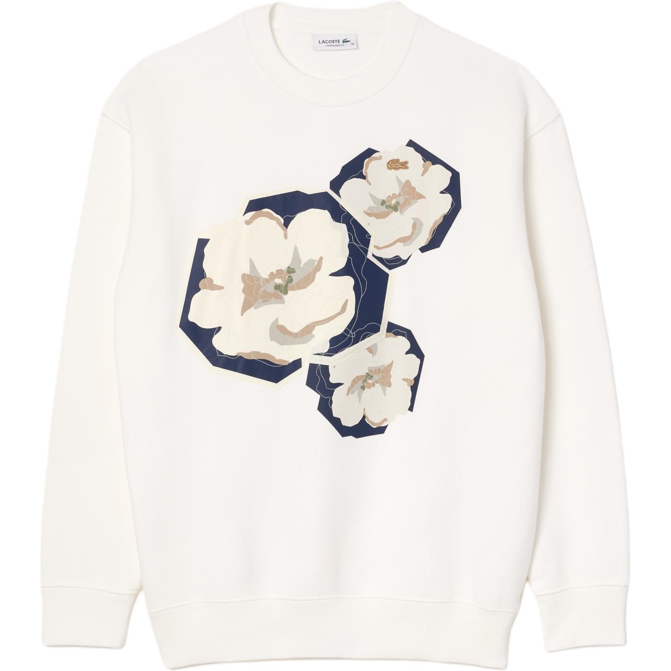 (Women) LACOSTE  Soft Comfort Crewneck Oversized Sweatshirt - White. SF4125-70V