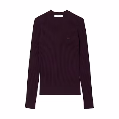 (Women) Lacoste Solid Color Crewneck Long Sleeve Sweater Bordeaux. AF2576-BZD