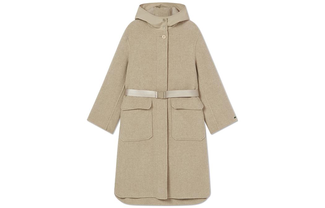 (Women) LACOSTE  Solid Color Hooded Coat Jacket Single-Breasted BF4503