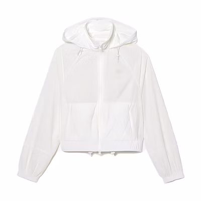 (Women) Lacoste Solid Color Long Sleeve Hoodie Jacket Gray White. BF5857-70V