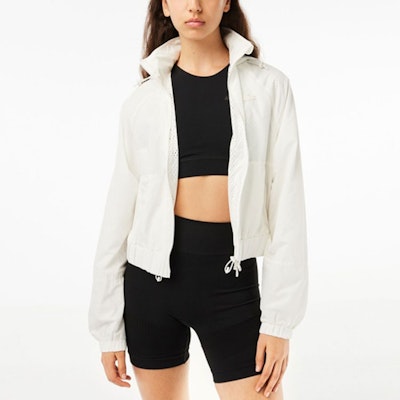 (W) ラコステ 無地 長袖 フーディージャケット グレー ホワイト. BF5857-70V Lookbook (W) ラコステ 無地 長袖 フーディージャケット グレー ホワイト. BF5857-70V