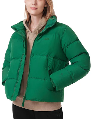 (W) LACOSTE 纯色立领羽绒夹克 - 深绿色 BF5830-CNQ Shop (W) LACOSTE 纯色立领羽绒夹克 - 深绿色 BF5830-CNQ