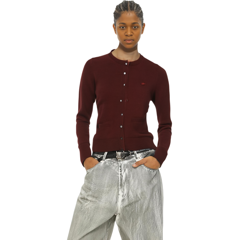 Purchase (W) Lacoste Solid Cranberry Kardigan Lengan Panjang Rajut AF5841-ZS1