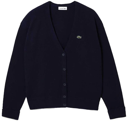 (Women) LACOSTE Solid V-Neck Cardigan Sweater - Navy Blue AF9545-166 Buy (Women) LACOSTE Solid V-Neck Cardigan Sweater - Navy Blue AF9545-166